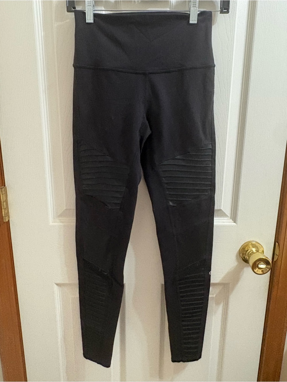 ALO Yoga Black High-Waist Moto Ribbed Jeggings